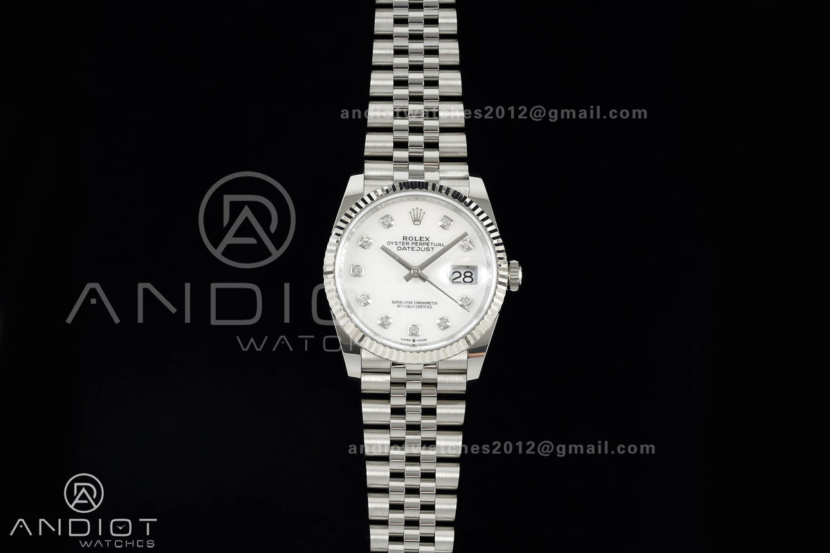 DateJust 36 SS 126234 ARF 1:1 Best Edition White MOP Diamonds Dial on Jubilee Bracelet DD3235